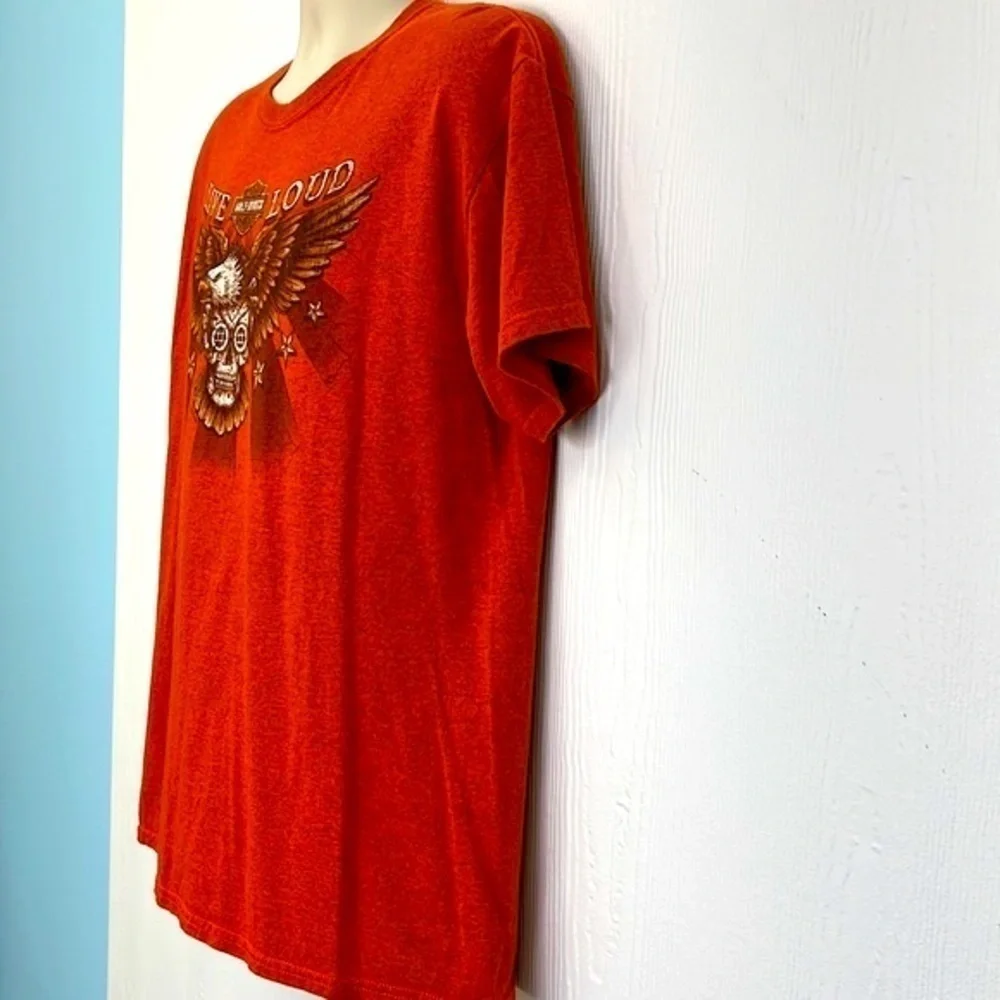 Harley Davidson - 2016 40th Anniversary New Bern NC Bald Eagle Skull T Shirt L